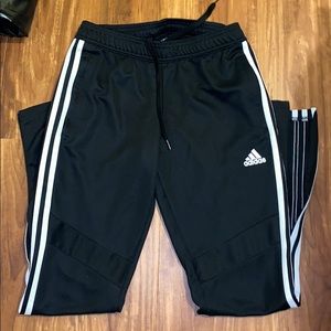 Black striped adidas sweater pants